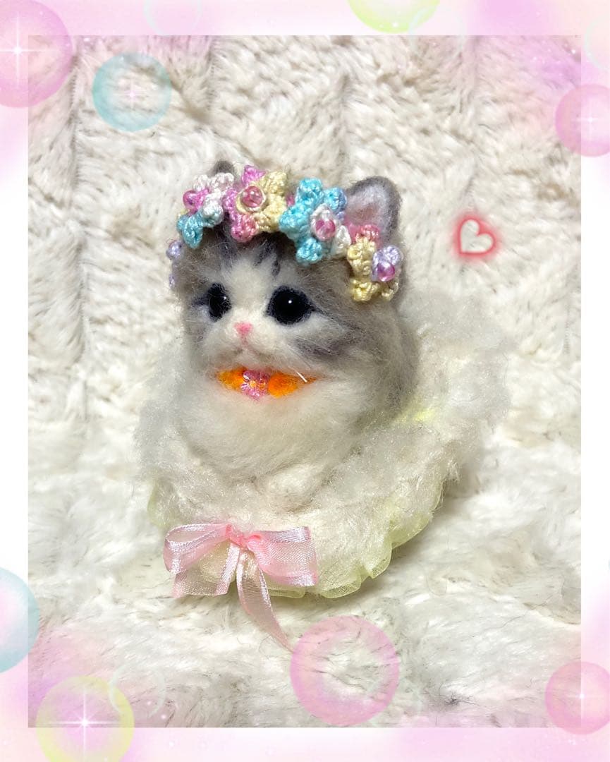 羊毛フェルト。猫。シマエナガ。オーダーNo.11