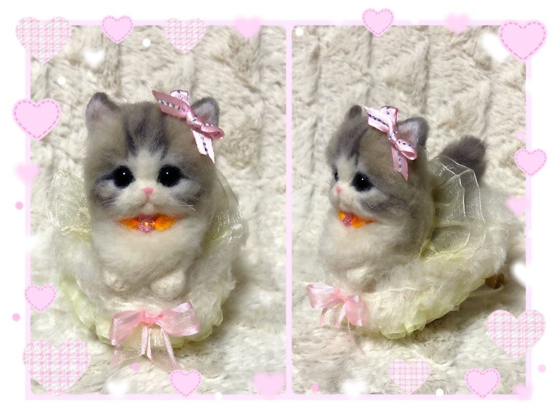 羊毛フェルト。猫。シマエナガ。オーダーNo.11