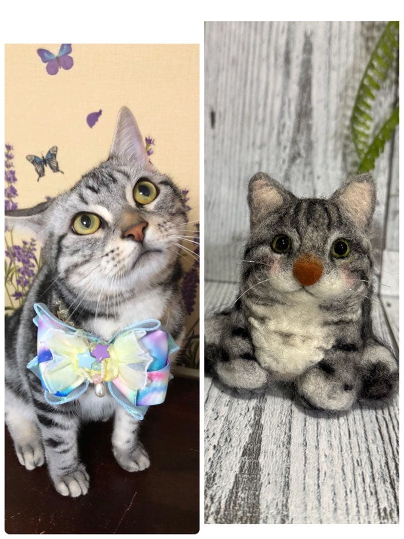 お鼻がハートのうちの子マスコット　はなここ　羊毛フェルト　うちの子　ペット