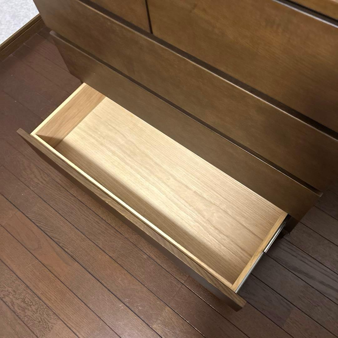 【美品】無印良品 木製 4段 チェスト ワイド 脚付き ブラウン