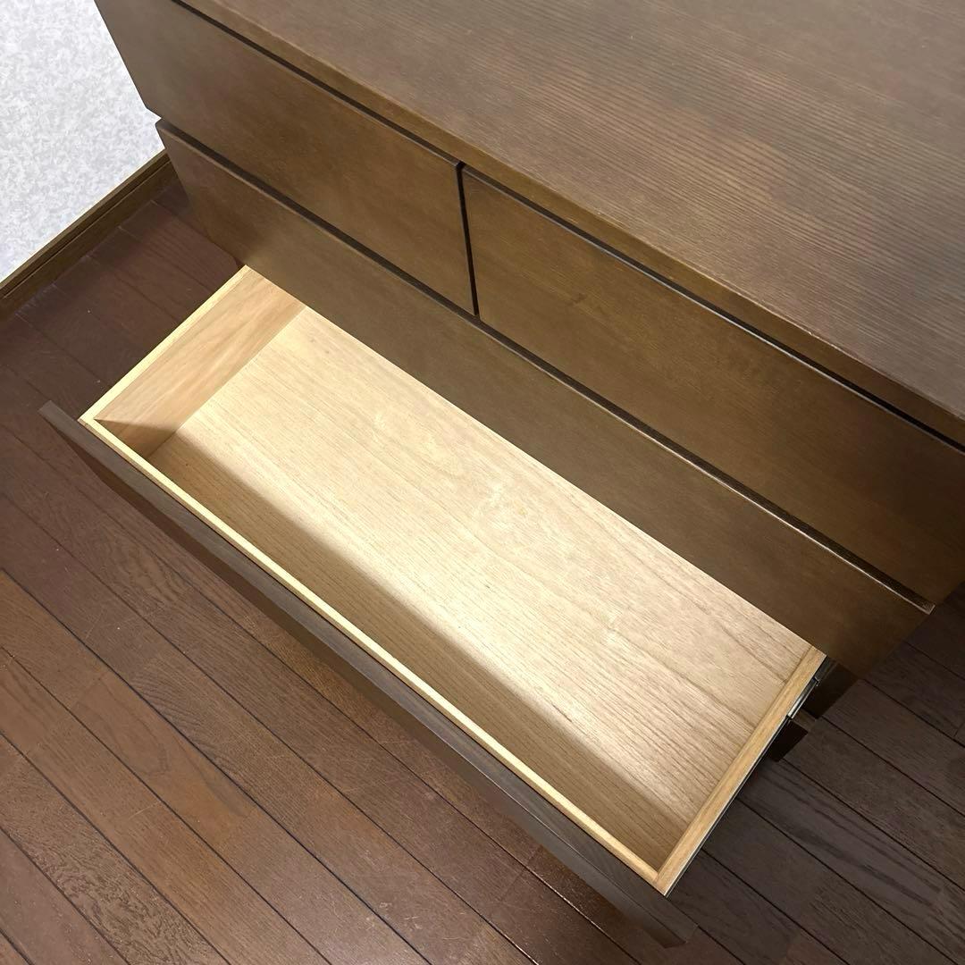 【美品】無印良品 木製 4段 チェスト ワイド 脚付き ブラウン