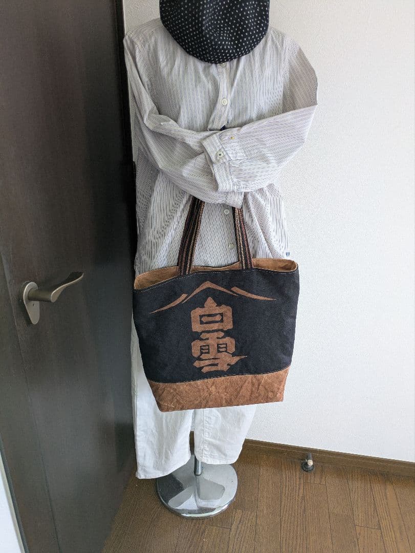 酒屋さんの前掛け　大きめトート　柿渋染め
