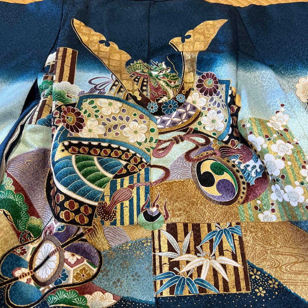 【極美品】七五三 着物 セット 青色 伝統的なデザイン 付属品あり