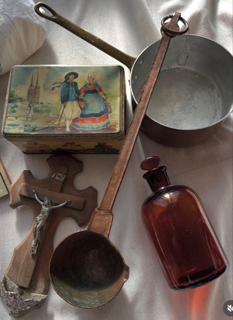 フランス アンティーク 銅製 手打ちレードル（おたま） 古道具