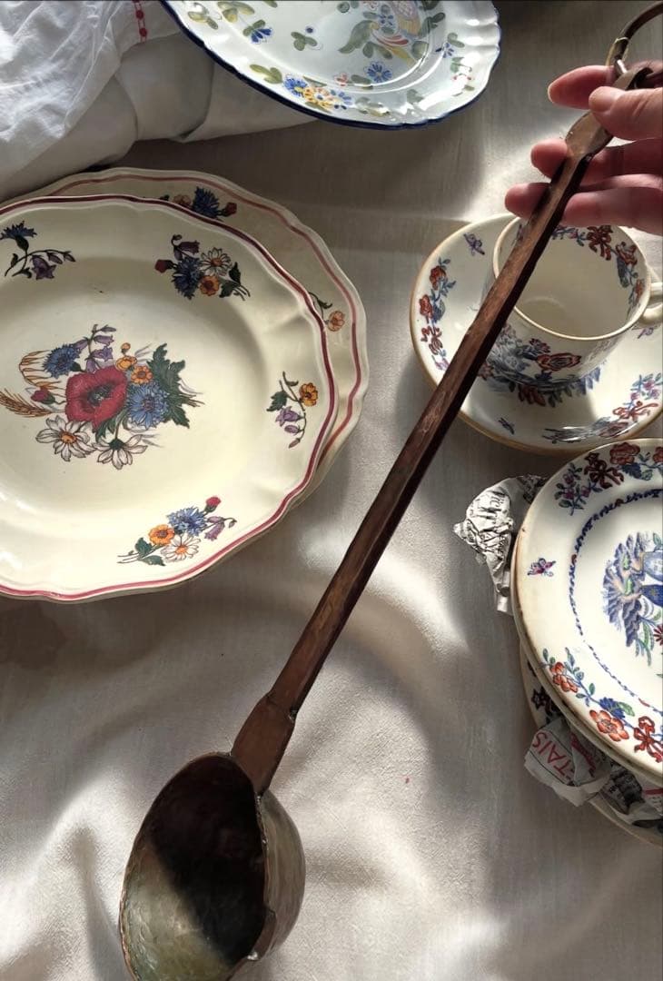 フランス アンティーク 銅製 手打ちレードル（おたま） 古道具