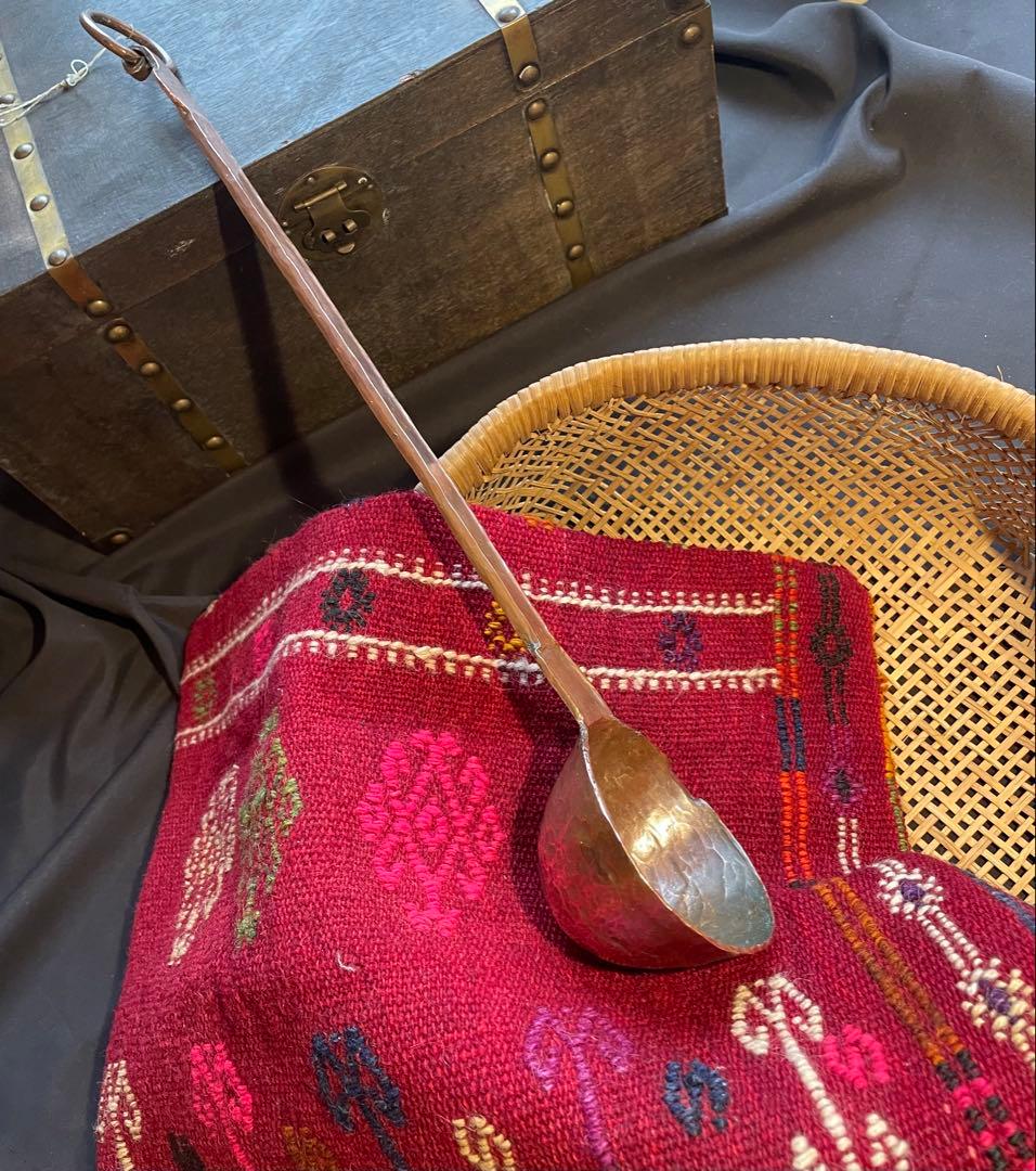 フランス アンティーク 銅製 手打ちレードル（おたま） 古道具