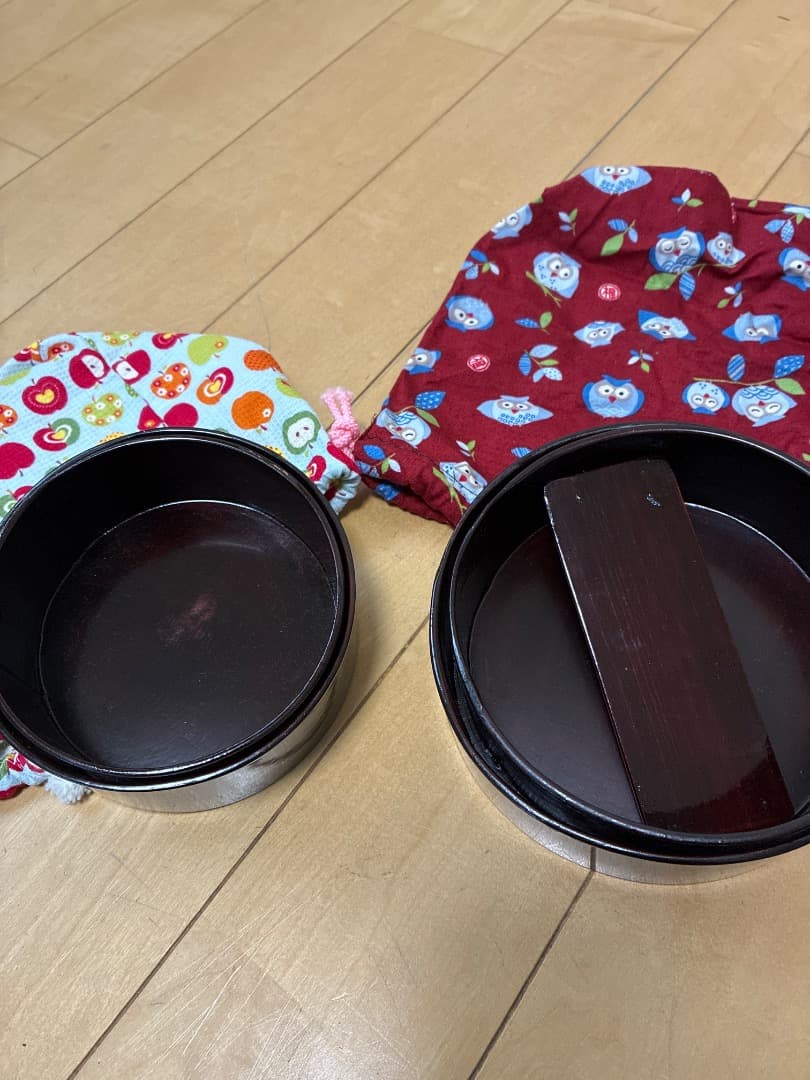 曲げわっぱ　井川メンパ　新品　セット売り　木製セット（赤い巾着付き）