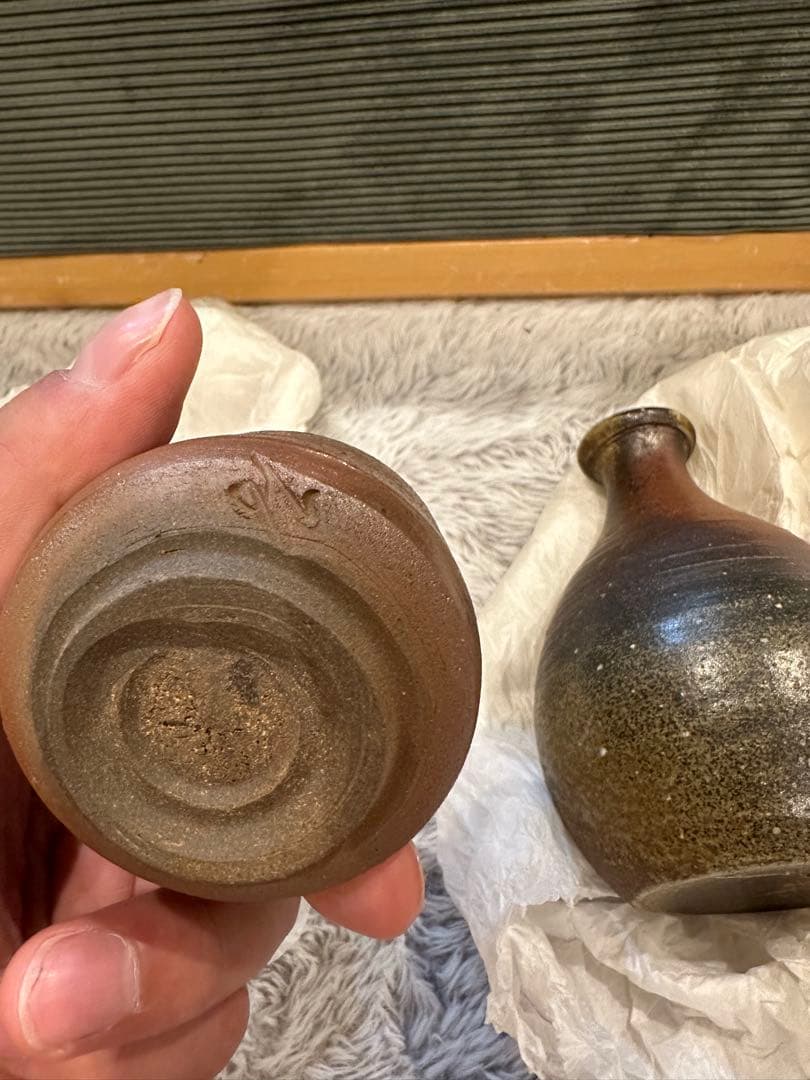 戸田桂子 陶器セット備前焼　徳利とぐい呑みセット