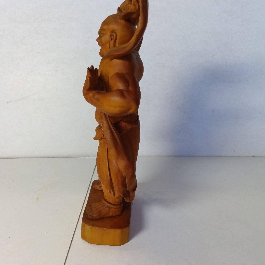 阿形像・吽形像・木製仏像 二体 ガラスケース付き