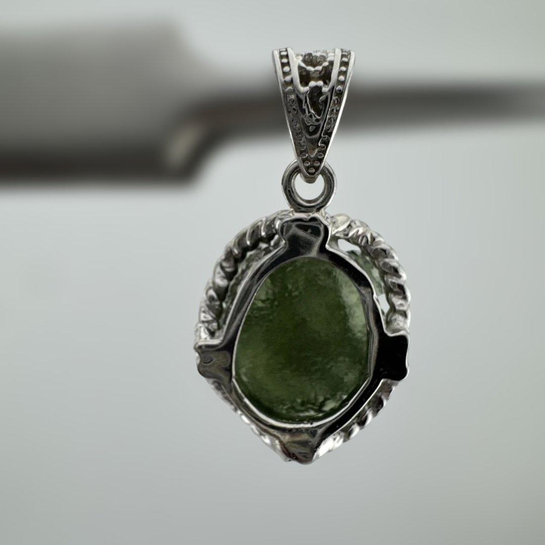 P-2モルダバイト ペンダント　トップ　s925シルバー　隕石　天然石