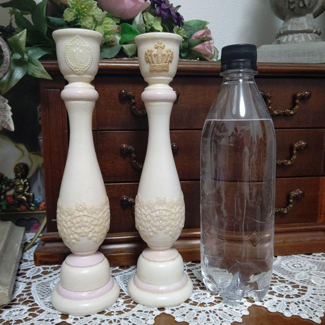 ハンドメイド キャンドルスタンド トールペイント ミルクペイント シャビーシック