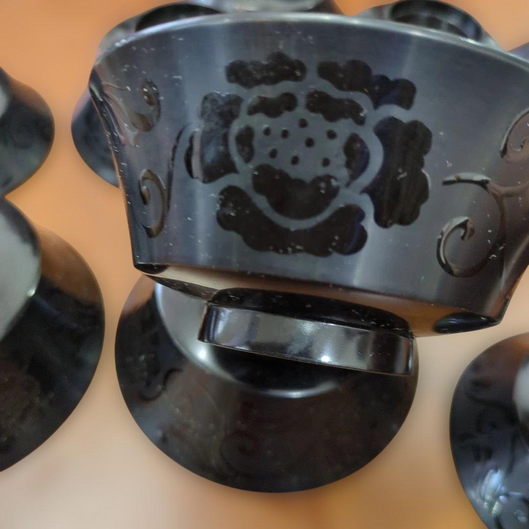 骨董　蓋付椀　木製　漆器　沈金蒔絵　蝶々　花　漆絵　5つ〜