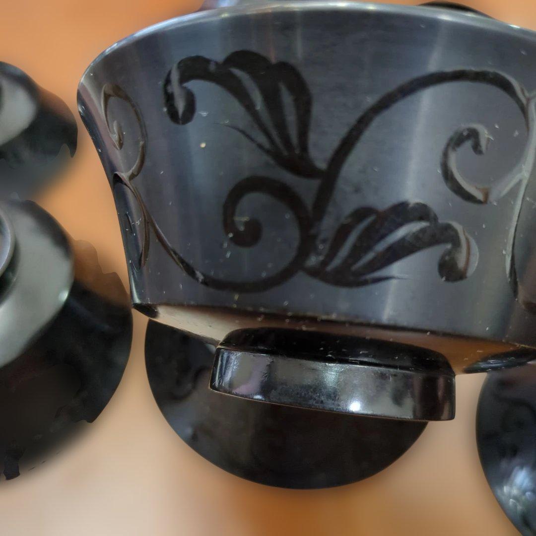 骨董　蓋付椀　木製　漆器　沈金蒔絵　蝶々　花　漆絵　5つ〜