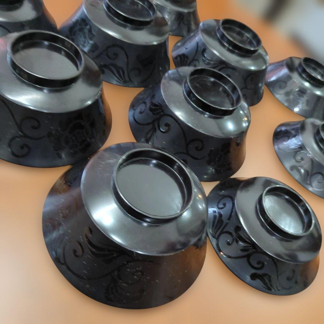 骨董　蓋付椀　木製　漆器　沈金蒔絵　蝶々　花　漆絵　5つ〜