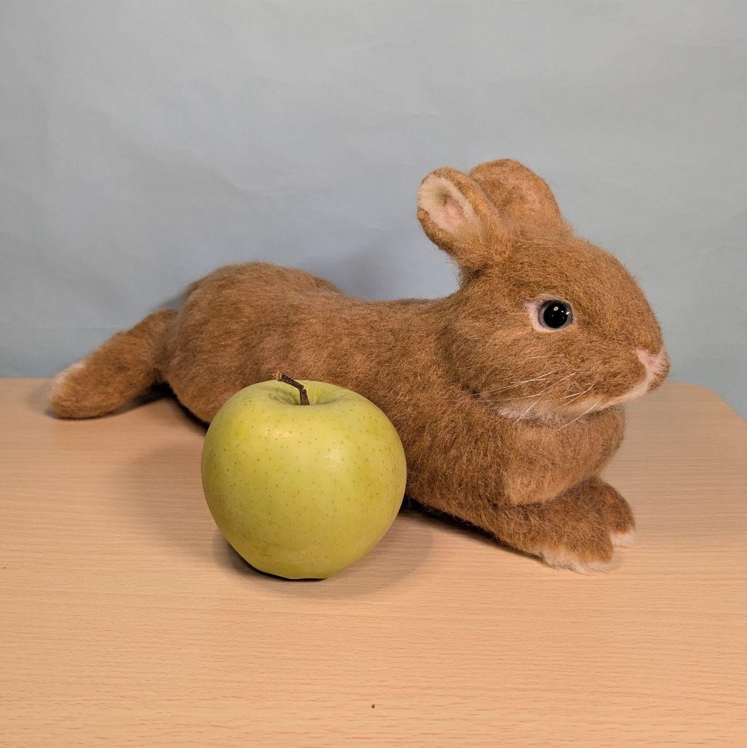 羊毛フェルト　うさぎ　まったりオレンジドワーフ　のあ