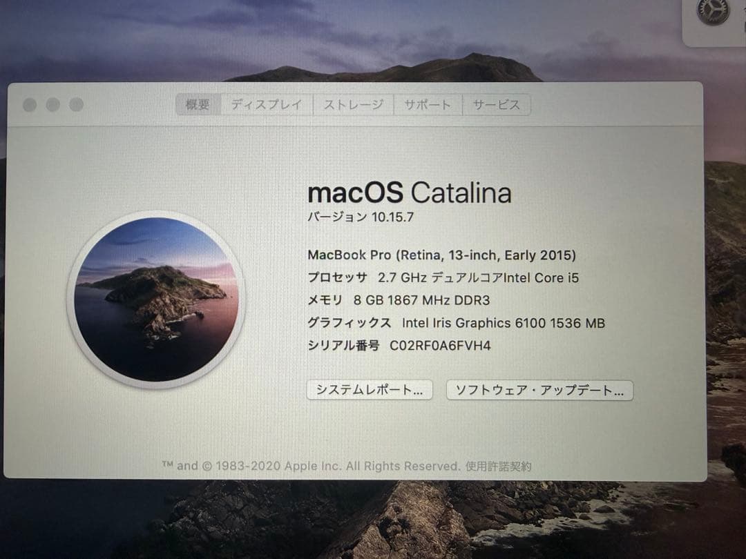 Apple MacBook Pro 本体 ※充電器注意書きあり