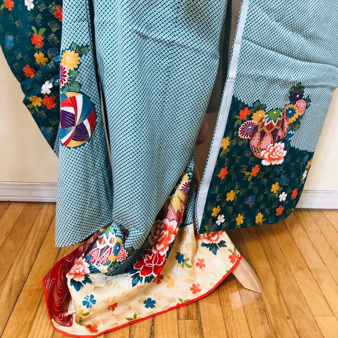 七五三豪華7歳フルセット‼️可愛い鹿の子柄⭐︎手毬花々金糸刺繍金彩煌びやか逸品