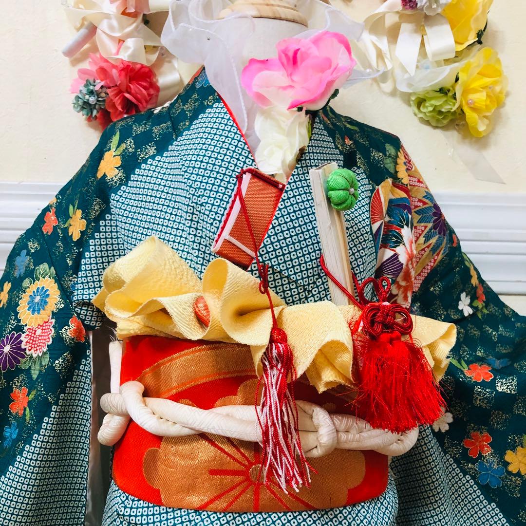 七五三豪華7歳フルセット‼️可愛い鹿の子柄⭐︎手毬花々金糸刺繍金彩煌びやか逸品