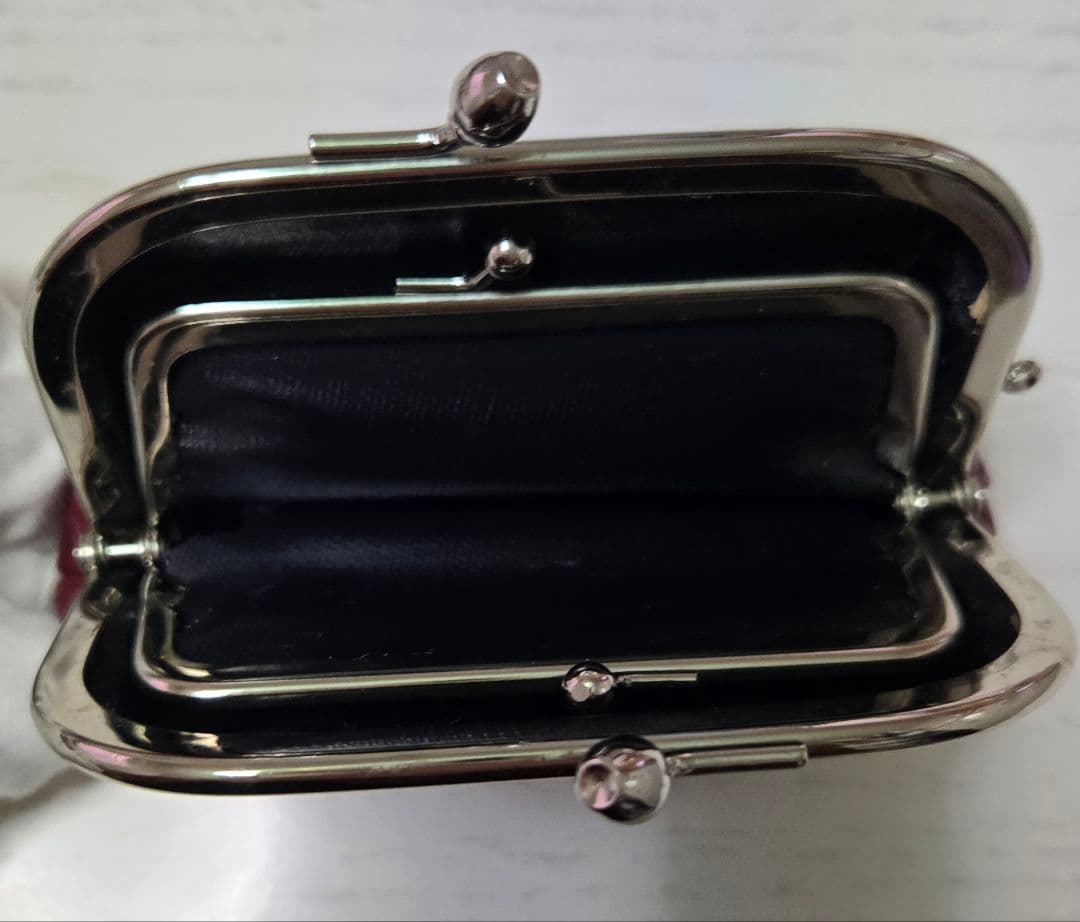 クロコダイル がま口 多機能 財布 レッド赤系　 小銭入れケース