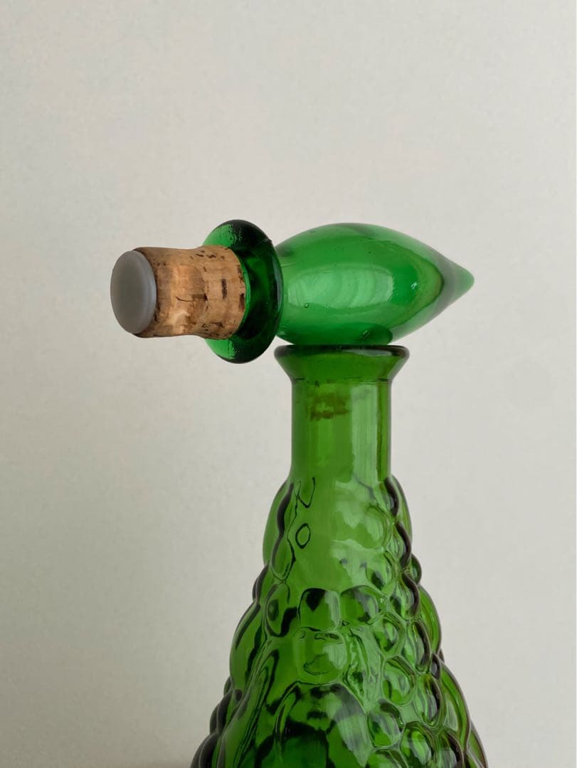 花瓶 ガラス フラワーベース グリーン 緑 ビンテージ アンティーク 美品