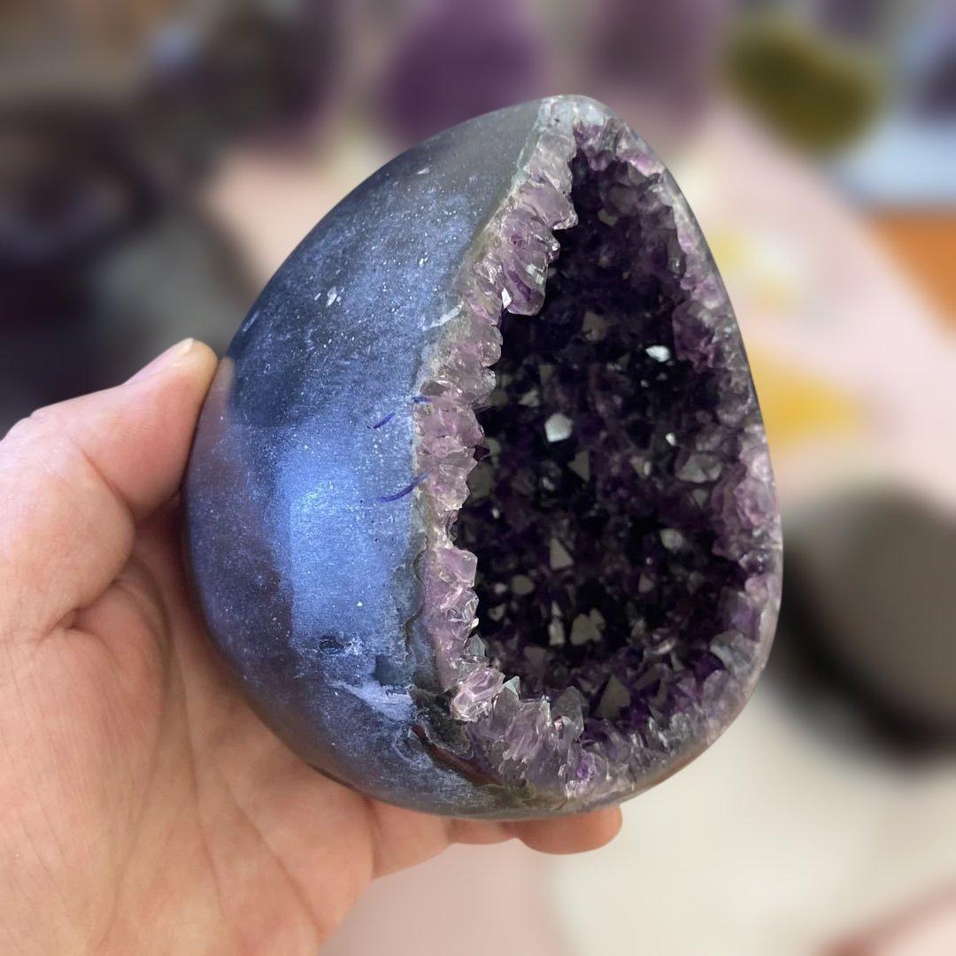 【極上】ウルグアイアメジストクラスター原石（恐竜の卵幸運水晶收藏品）