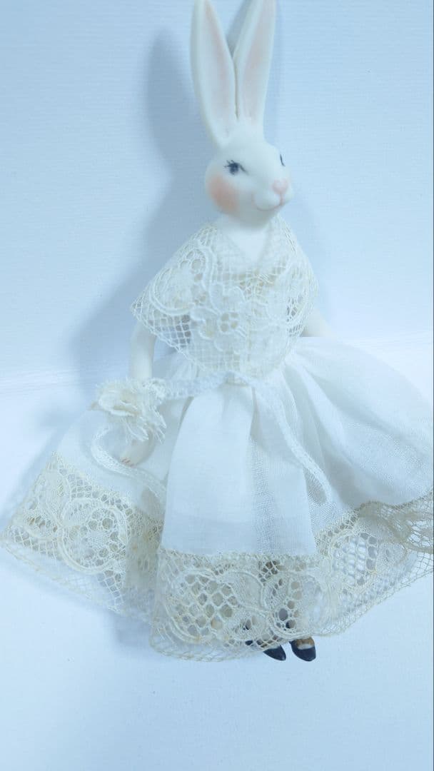 ちびくま工房　ビクトリアン兎　ビスク兎　18センチ