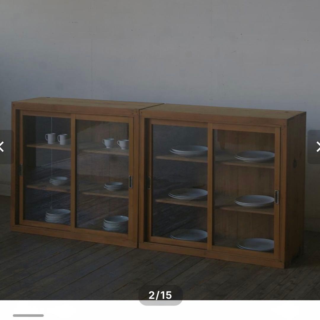 古家具 / アンティークガラス戸棚 / 無垢材①