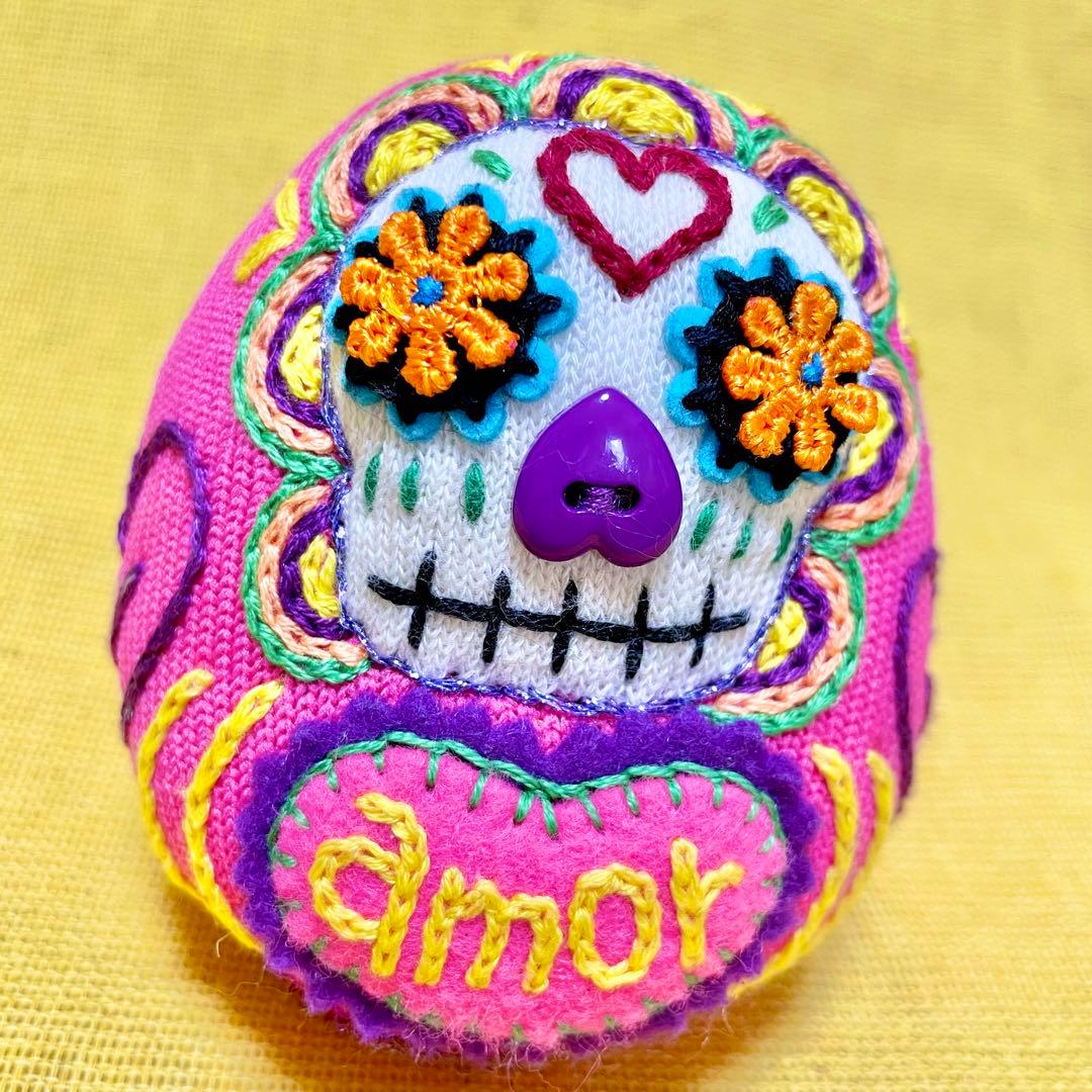 まみ 619【メキシカンスカル だるま amor】ぬいぐるみ置物