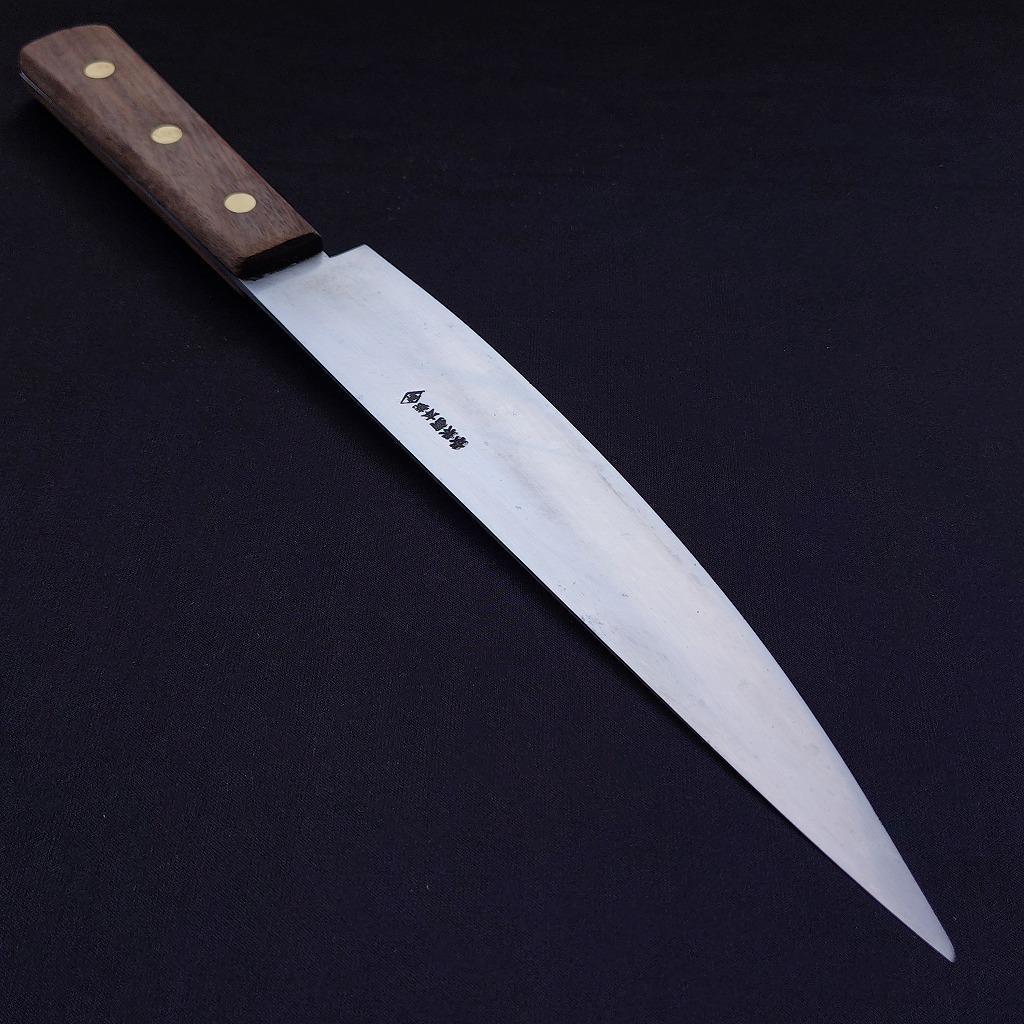 牛刀包丁 吉村製 安来鋼本焼 ◇神 刃長約225㎜ 両刃 庖丁 《0268》