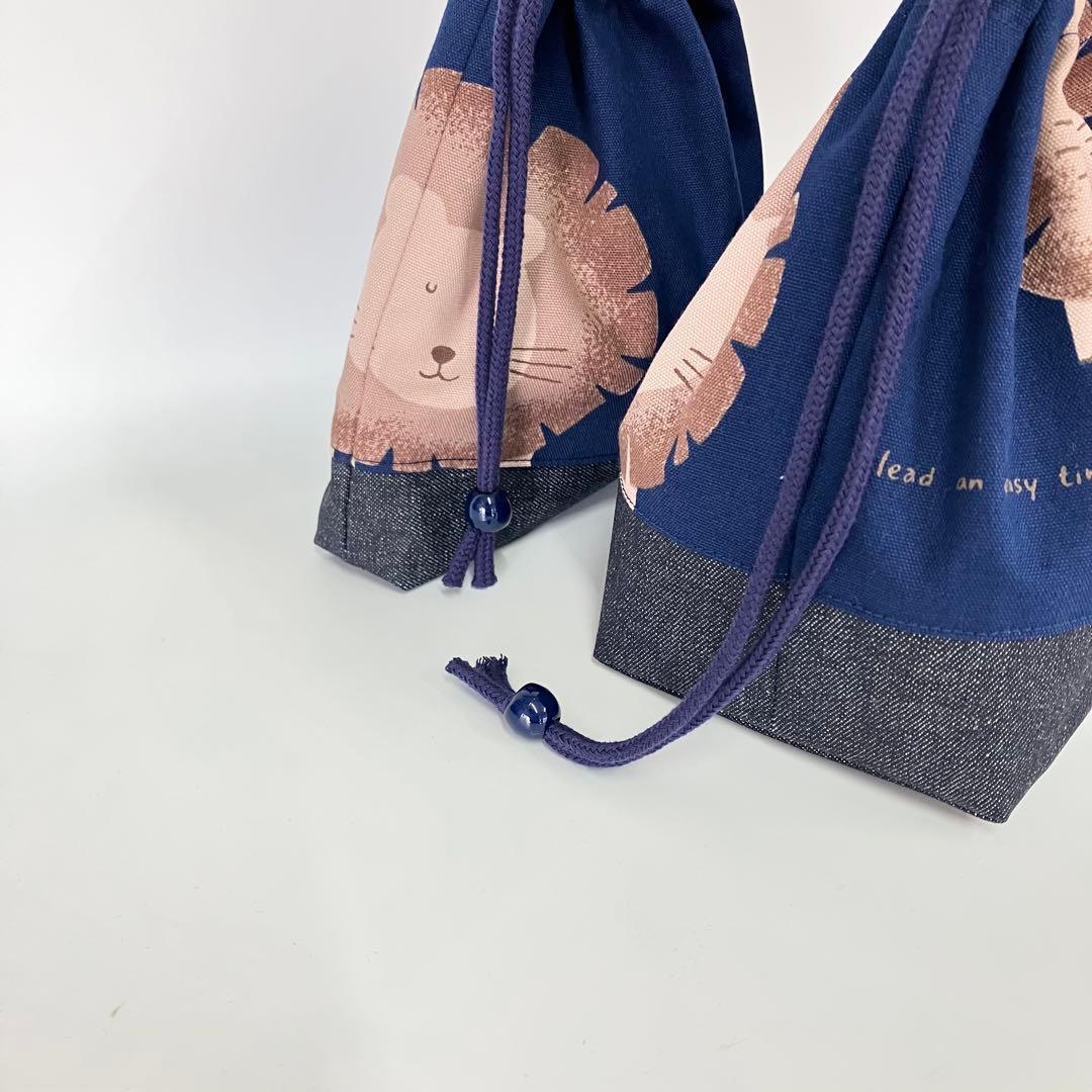 らいおん × デニム ⚪ 大きめレッスンバッグ ６点セット ⚪ 男の子