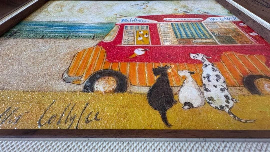 絵画●サムトフト アートフレーム「アイスクリーム食べたいなぁ」● 動物＆癒し