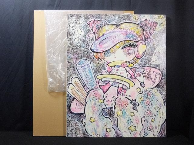 現代アート 温井裕子　直筆サイン『ロッポちゃん』キャンバス 40号 1127E