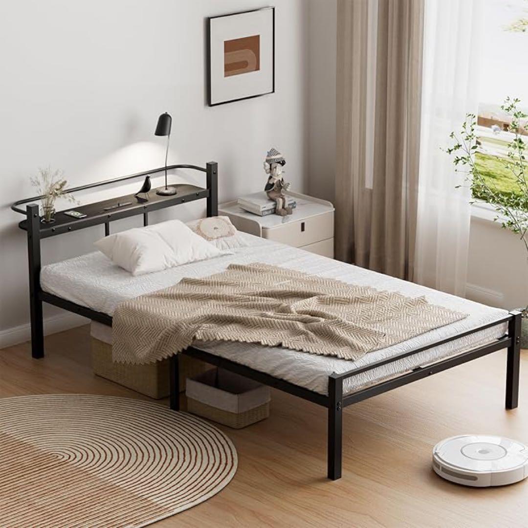 新品未開封⭐️シングルベッドフレーム USBポート付き 黒 新生活 一人暮らし