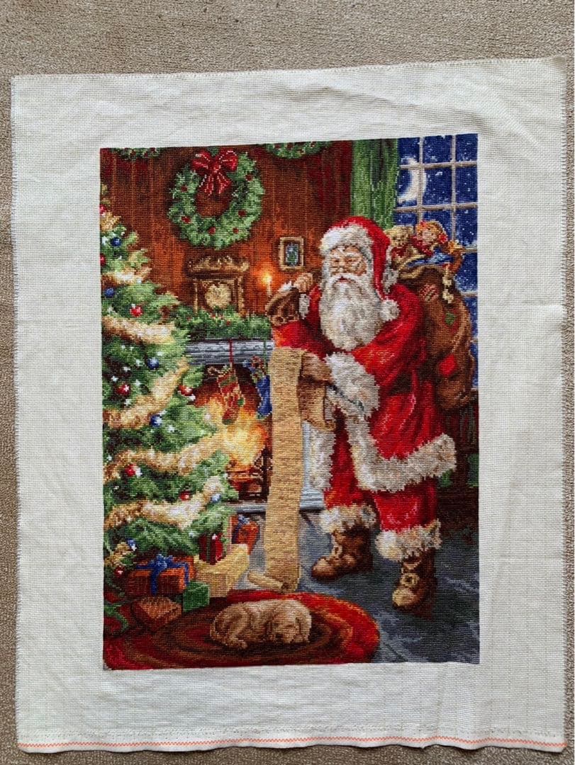 クロスステッチ完成品　クリスマス18ct