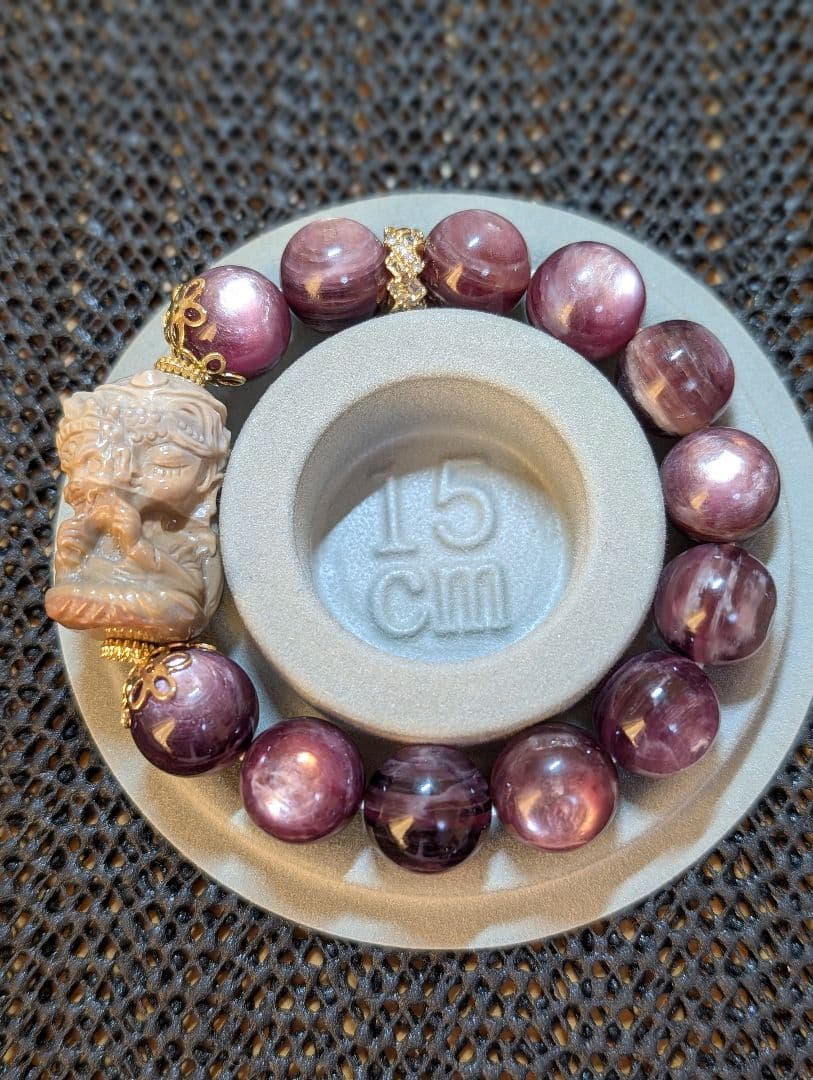 【天然石】ザキラム（アラシャン瑪瑙）　パープルマイカ　デザインブレスレット