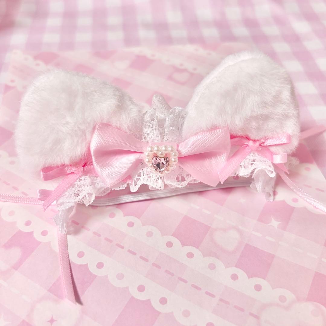 ゆゆゆ様　ぬい服　ハンドメイド　メイド　10cm ピンク　猫耳　猫　ホワイト