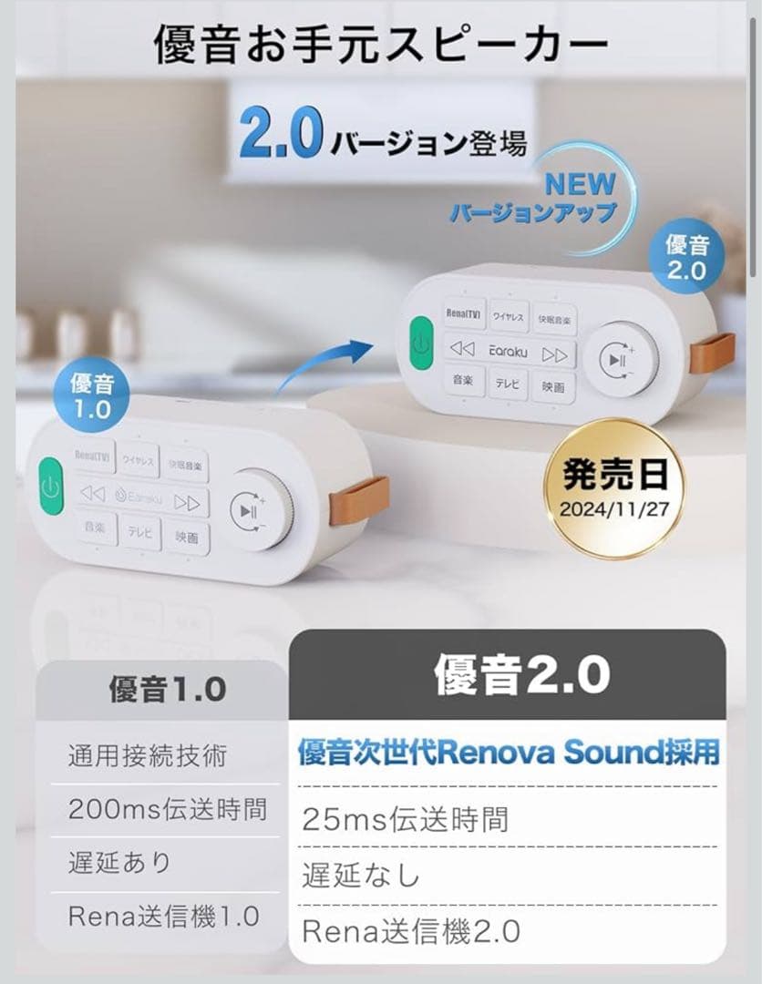 手元スピーカー テレビ用 優音 Youon 2025年最新ゼロ遅延版 スピーカー