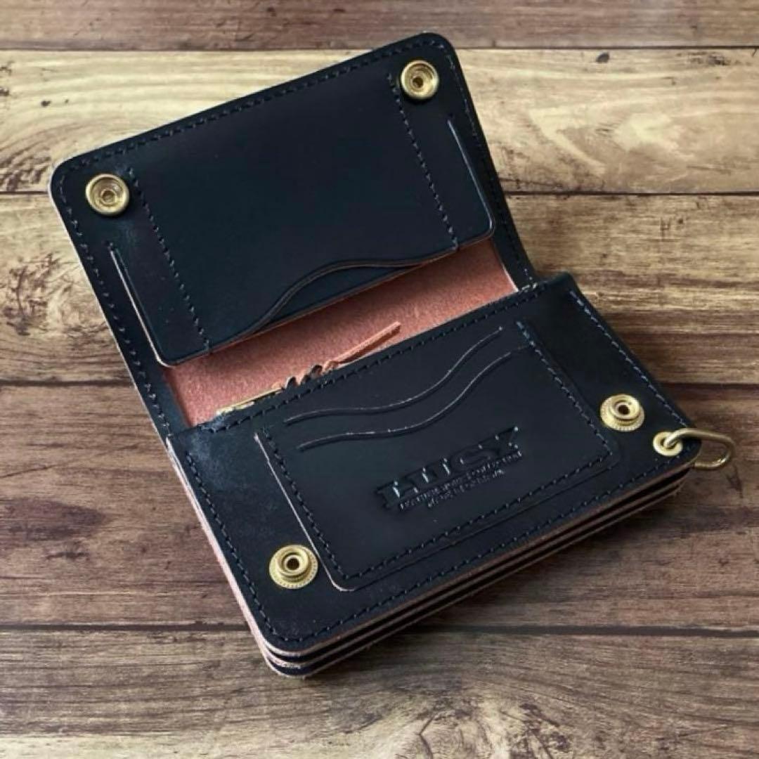 【ひで】ミドルトラッカーウォレット 茶芯ブラック【お札を折らずに収納】