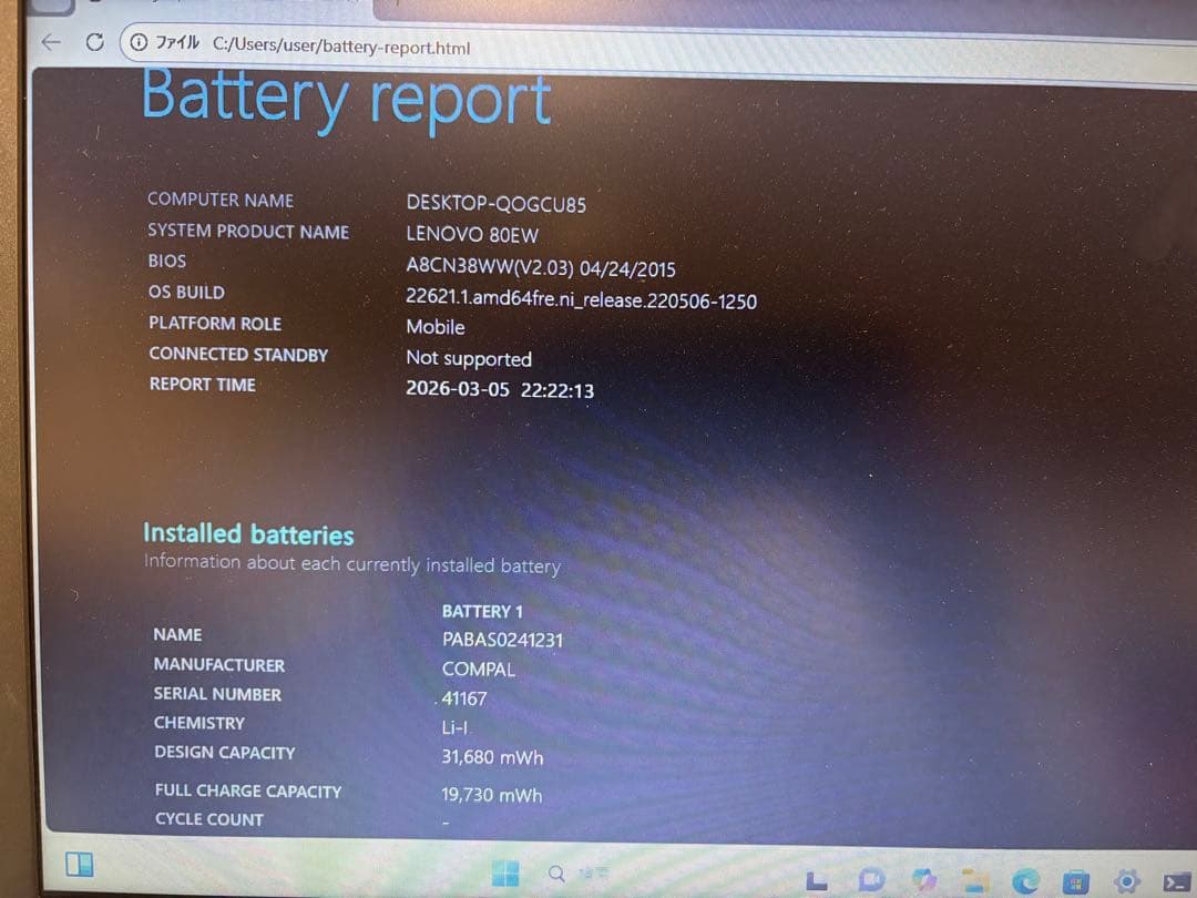 Windows11 ノートパソコン Lenovo b50-80