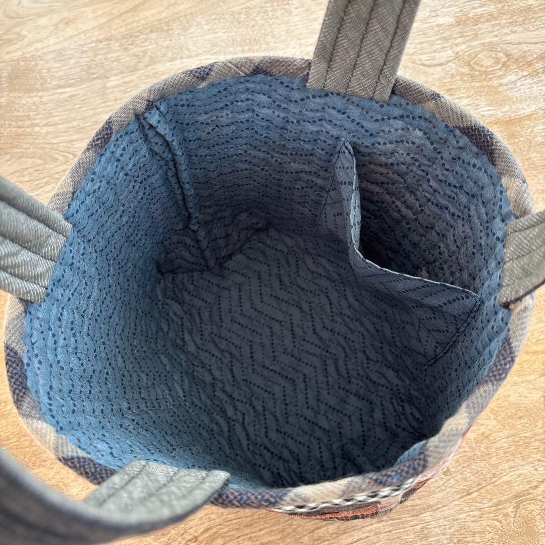 パッチワークキルト　ログキャビンのトートバック　ハンドメイド