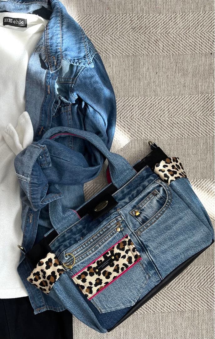 デニムリメイクバッグ（L）No.805☆ハンドバッグ　マザーズバッグ