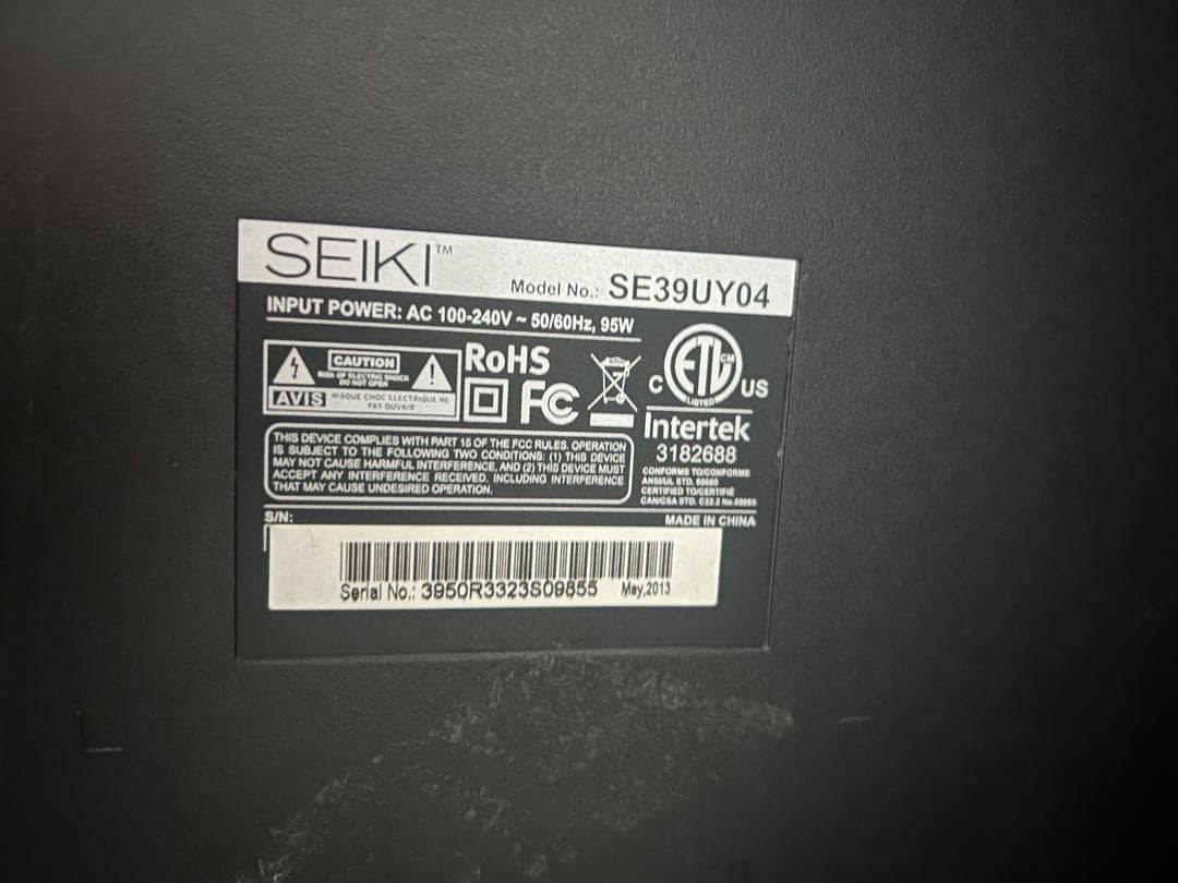 SEIKI 39インチディスプレイ SE39UY04
