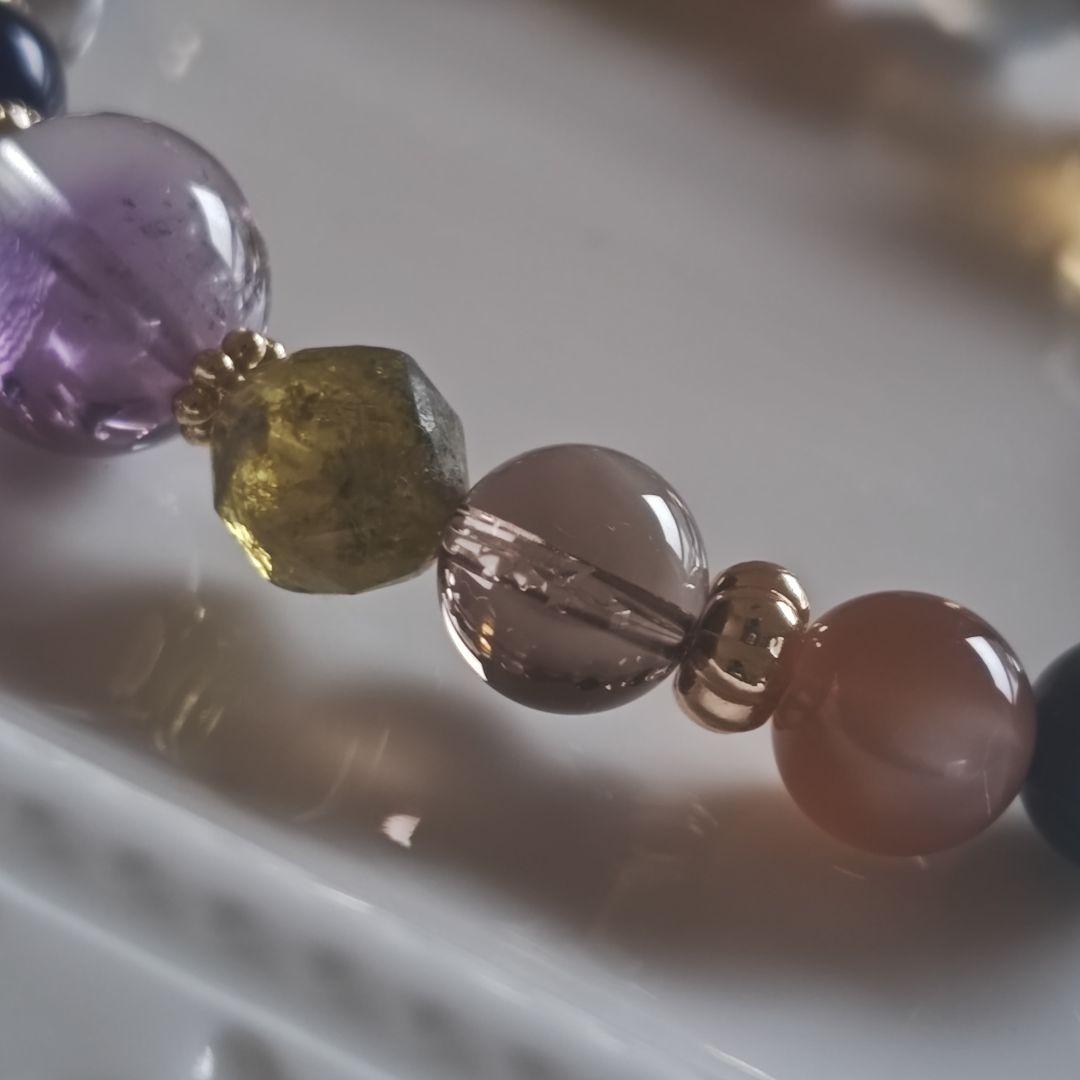 華奢ブレス✡非加熱シトリン、ファントムアメジストデザインブレス