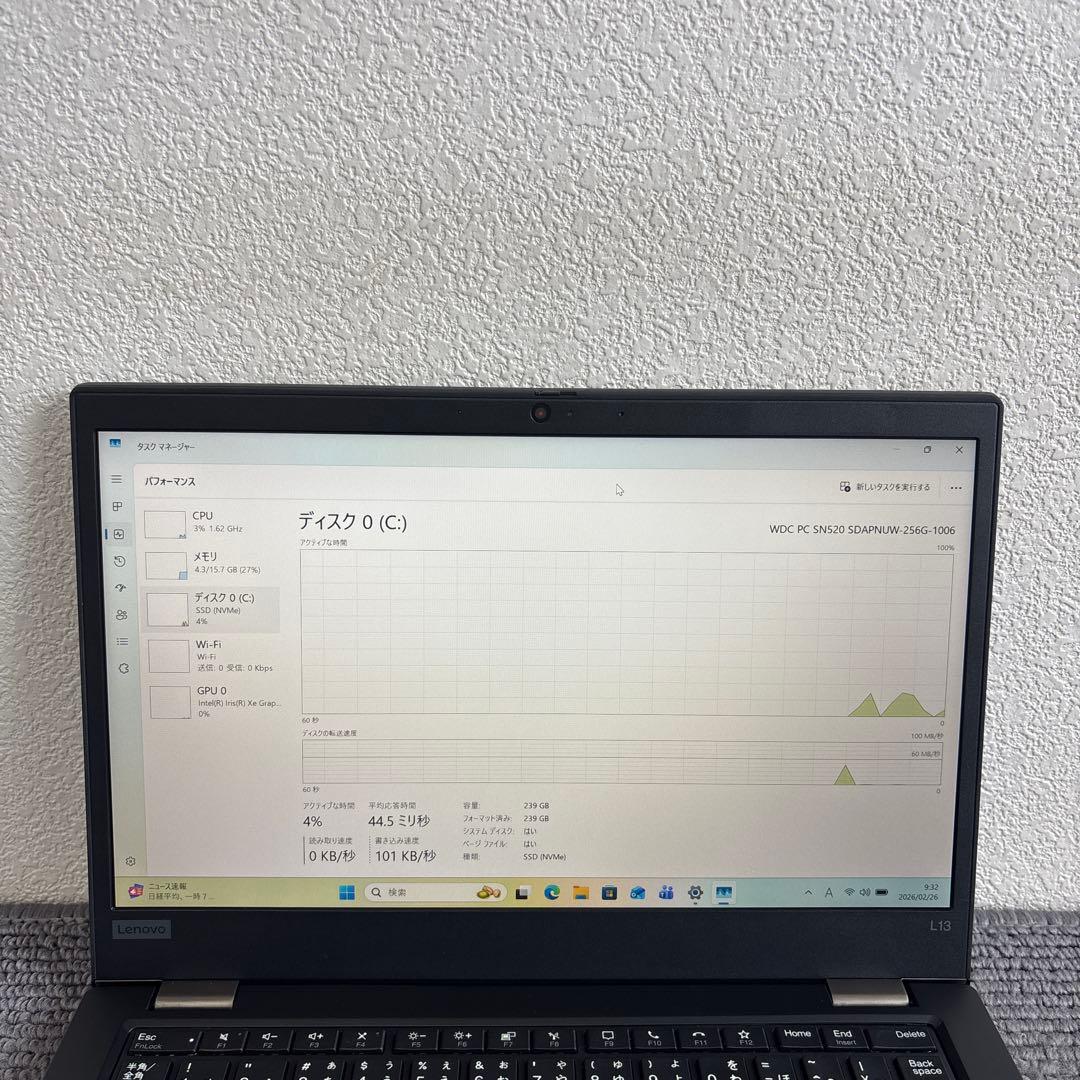 lenovo thinkpad L13 Gen 2 i5-1135G7 指紋認証