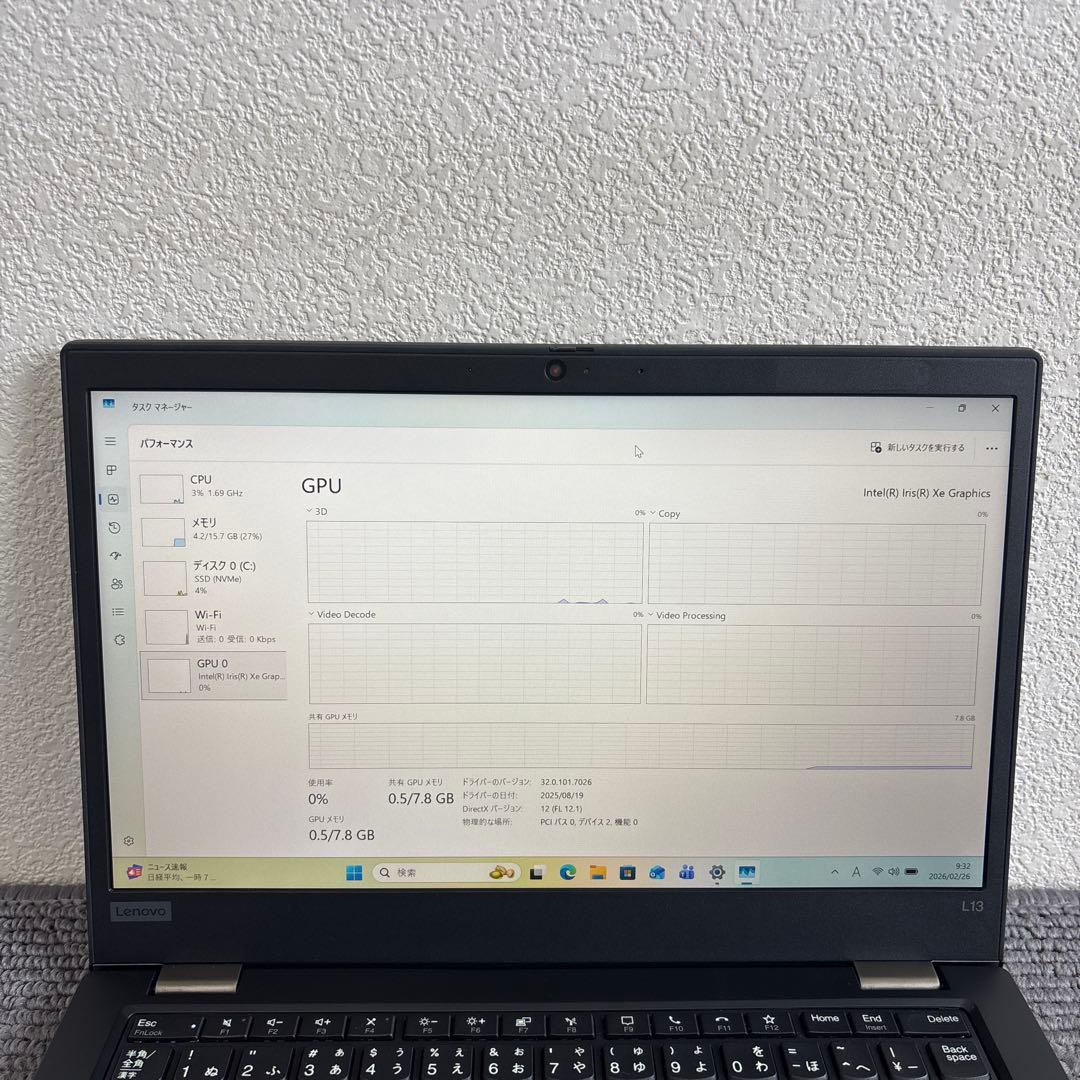 lenovo thinkpad L13 Gen 2 i5-1135G7 指紋認証