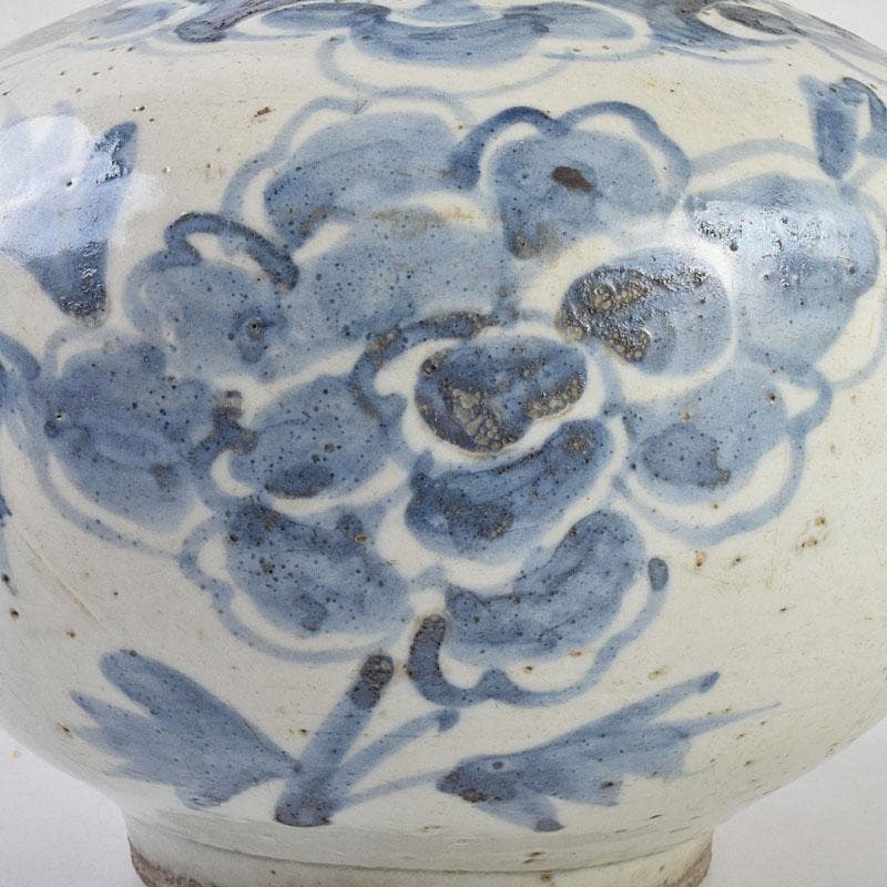 朝鮮美術　李朝　高麗白磁　染付　花文　壷　時代箱付　F　R9160B