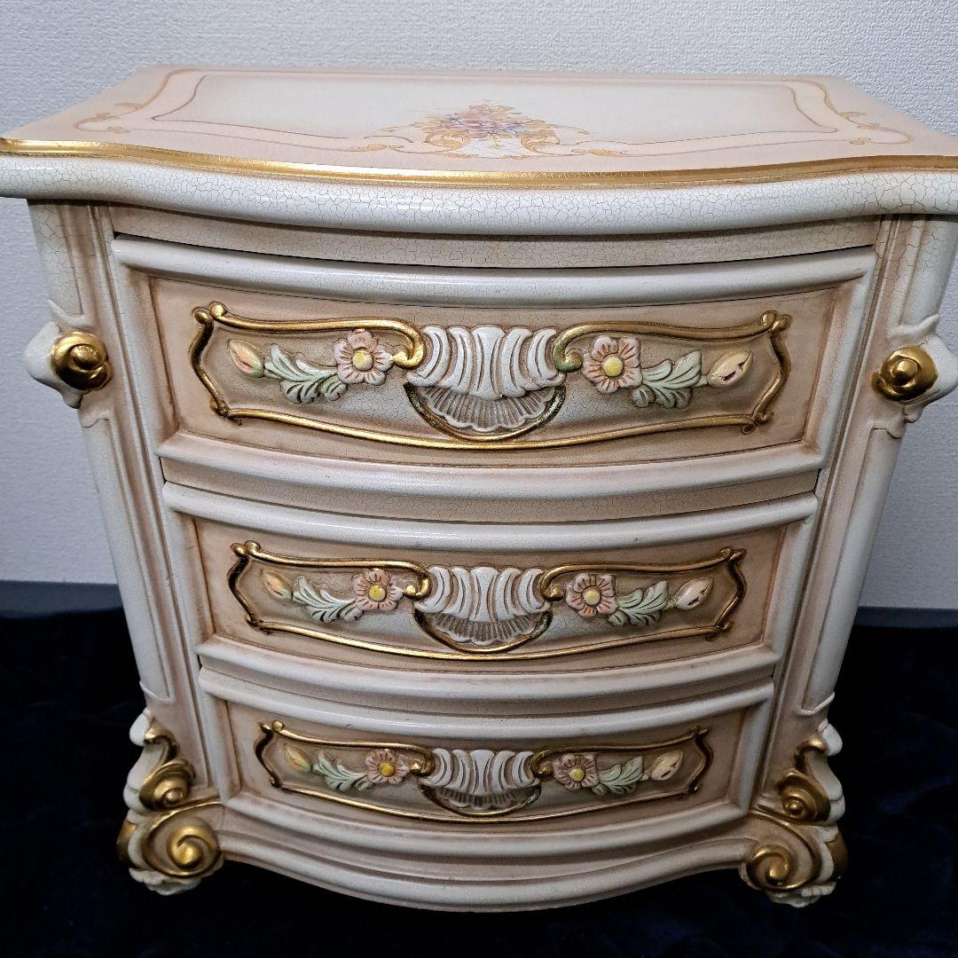 ♡ロココ調 3段チェスト 猫脚 薔薇トールペイント 姫家具 収納家具 ♡