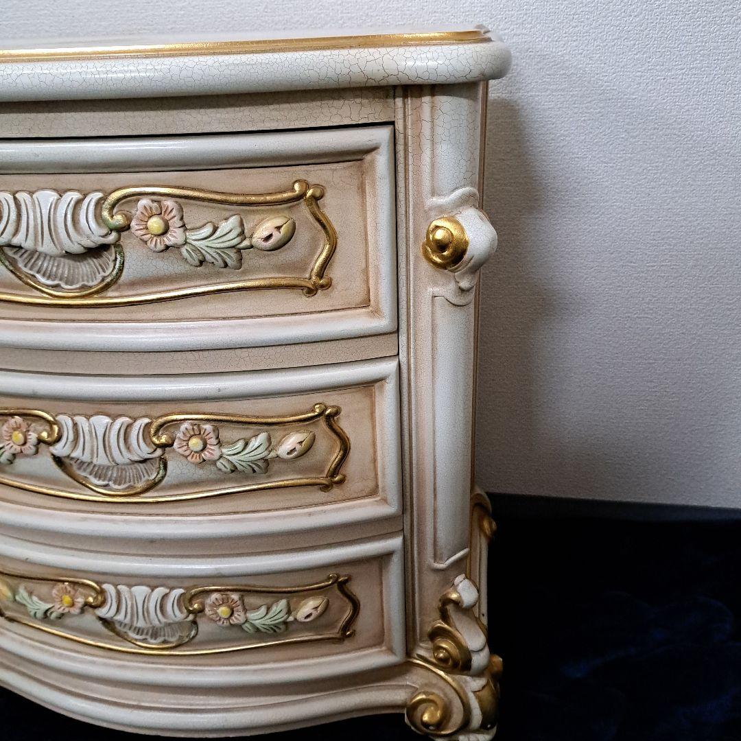 ♡ロココ調 3段チェスト 猫脚 薔薇トールペイント 姫家具 収納家具 ♡