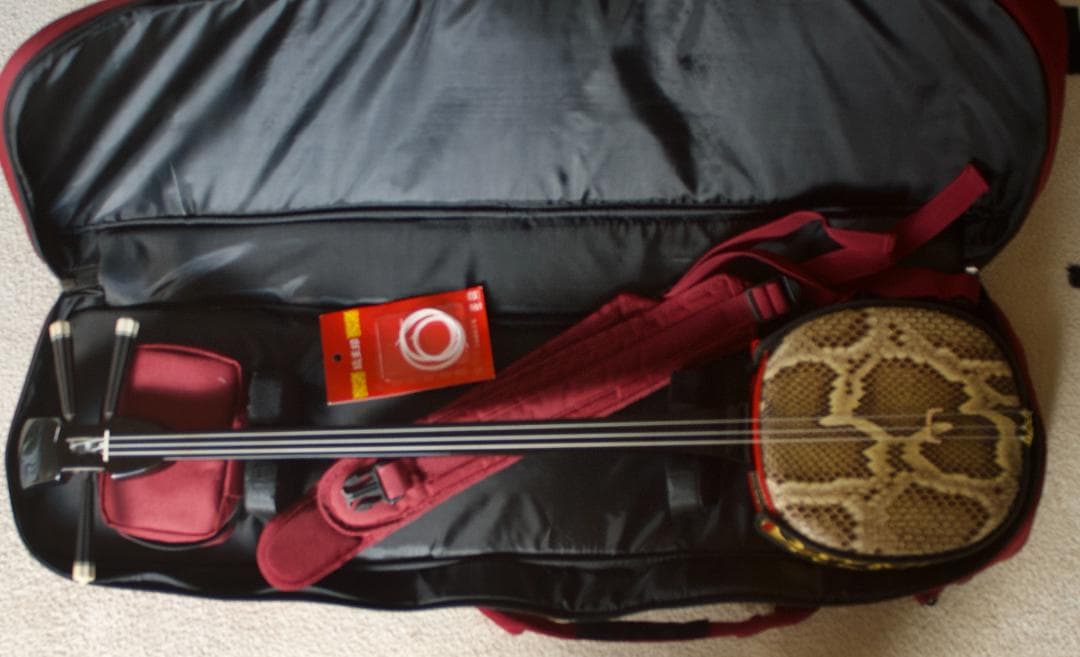 三線　沖縄　本皮強化張り、ソフトケース付　初心者　三味線　送料込み