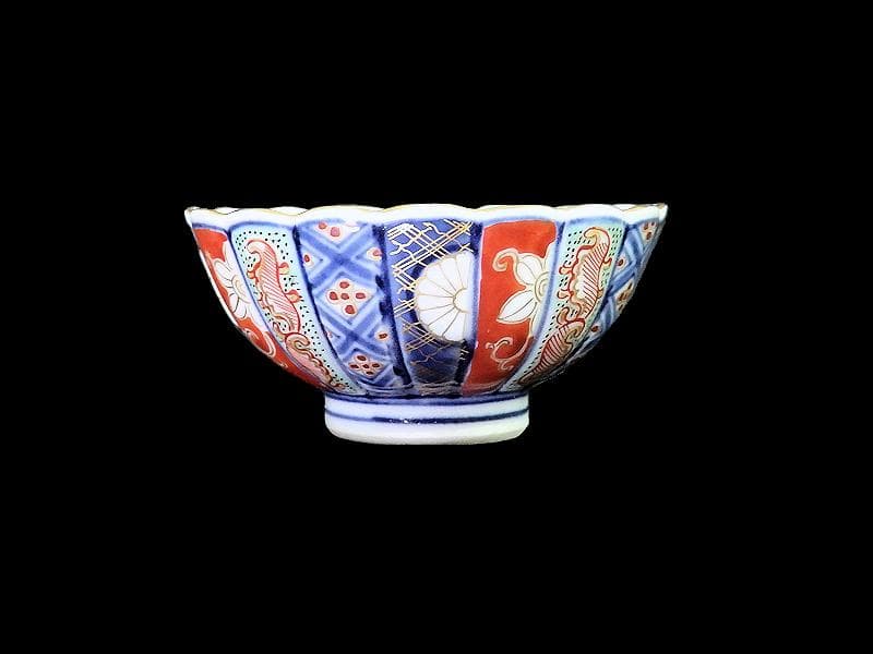 大聖寺伊万里　金襴手　寿紋に輪花豆楕円変形皿　向付　2客　E748AS-CSk